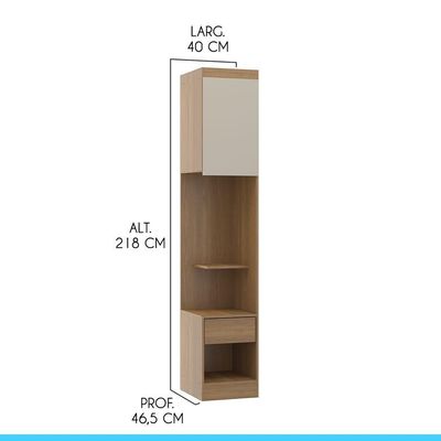 Guarda Roupa Modulado Com Mesa De Cabeceira Selene Menu Móveis Carvalho