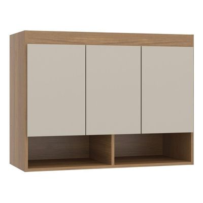 Guarda Roupa Modulado Armário Aéreo 3 Portas Selene Menu Móveis Carvalho