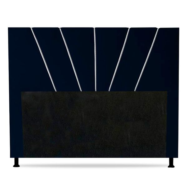 Cabeceira Cama Box Casal Queen Size Dallas 160cm Veludo Azul Marinho - Desk Design