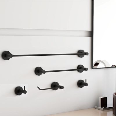Kit De Acessórios Para Banheiro Preto Fosco 5 Peças Grego Metal 2070at