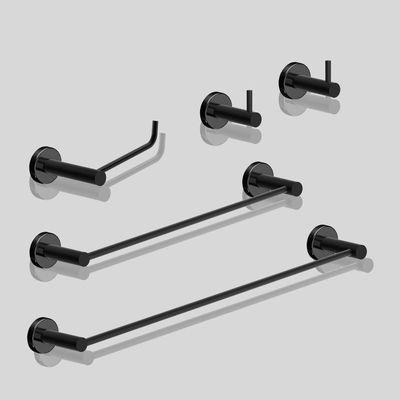 Kit De Acessórios Para Banheiro Preto Fosco 5 Peças Grego Metal 2070at