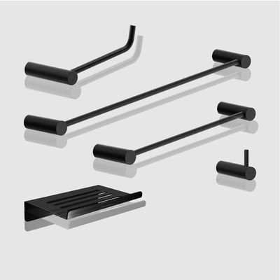 Kit Acessórios Para Banheiro Preto Fosco 5 Peças Grego Metal 2180or