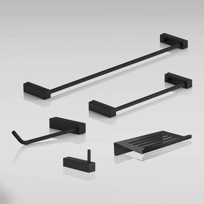 Kit Acessórios Para Banheiro Preto Fosco 5 Peças Grego Metal 2180tr