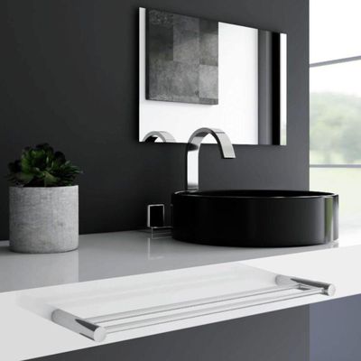 Porta Toalha Toalheiro Duplo Para Banheiro Alto Brilho Orion 70cm