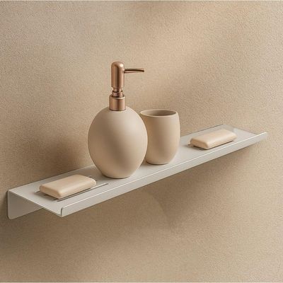 Prateleira Suporte Duplo Para Banheiro Alto Brilho Grega Aço Inox 40cm