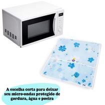 Capa Protetora Para Microondas Forno Eletrico Eletrodomesticos 85x35cm Estampa: Flor Azul