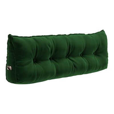 Almofada Para Cabeceira Encosto Apoio Lombar Spot 195cm Com Porta Celular Veludo - Abmaza Verde