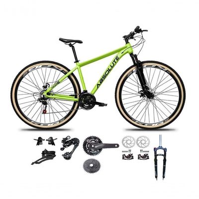 Bicicleta Aro 29 Absolute Nero 5 Kit 2x9 Gta Sunrun K7 Freio A Disco Garfo Com Trava Mtb Verde Tam: 21