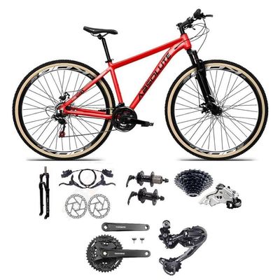 Bicicleta Aro 29 Absolute Nero 5 Câmbios Shimano Deore-altus 27v Freio Hidráulico Garfo C-trava vermelho Tam: 21