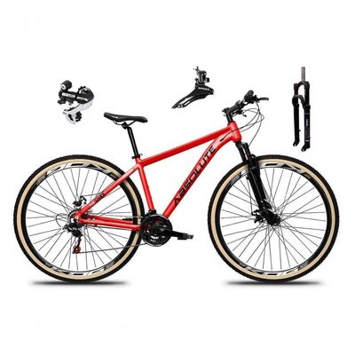 Bicicleta Aro 29 Absolute Nero 5 Câmbio Shimano 24v Acera K7 Garfo Com Trava Freio A Disco vermelho Tam: 19
