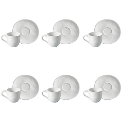 Conjunto De Xícara De Cafezinho Com Pires 06 Peças Orgânico New White Porto Brasil