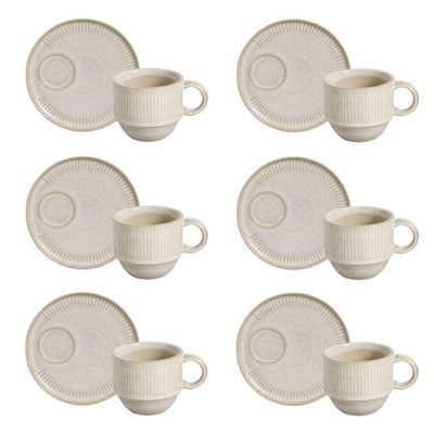 Conjunto De Xícara De Chá Empilhável Com Pires 06 Peças Linhas Latte Porto Brasil