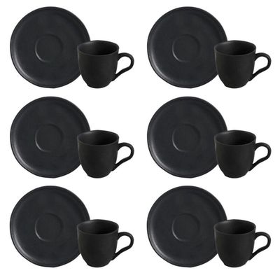 Conjunto De Xícara De Chá Com Pires 06 Peças Bio Preto Matte Porto Brasil