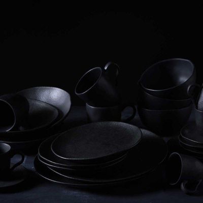 Conjunto De Xícara De Chá Com Pires 06 Peças Bio Preto Matte Porto Brasil