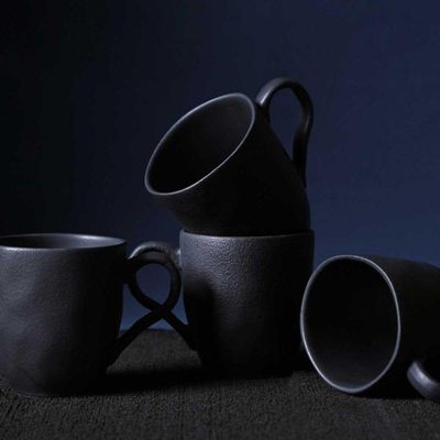 Conjunto De Xícara De Chá Com Pires 06 Peças Bio Preto Matte Porto Brasil