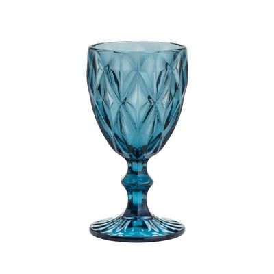 Conjunto De Taças De Vidro Para água 6 Peças 325 Ml Diamonds Azul Lyor