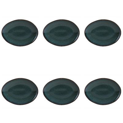 Conjunto De Pratos De Sobremesa Oval 06 Peças Orgânico Oceano Porto Brasil