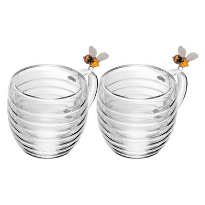 Conjunto 02 Xícaras De Cafezinho Parede Dupla Lovely Bee Lyor