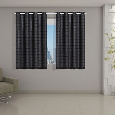 Cortina Blackout PVC Cinza Voil Xadrez 2,00m x 1,40m Forro 100% PVC/Voil 100% Poliéster - Preto