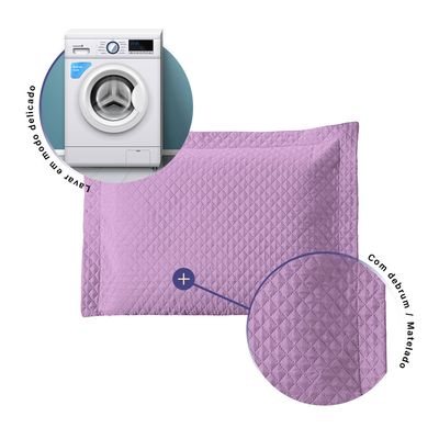 Porta Travesseiro Avulso 70cm x 50cm 1 Peça Prime Ultrassônico 100% Poliéster - Lilás