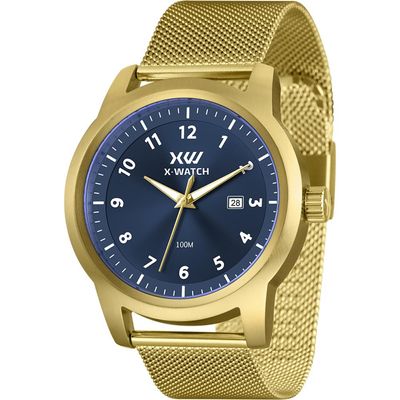 Relógio X-Watch Masculino Ref: Xmgs1049 D2kx Casual Mesh Dourado