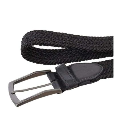 Cinto Ferracini De Elastico Com Couro - Preto M / PRETO