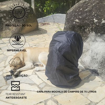Capa Protetora Para Mochilas De Trekking dos 55 aos 75L preto
