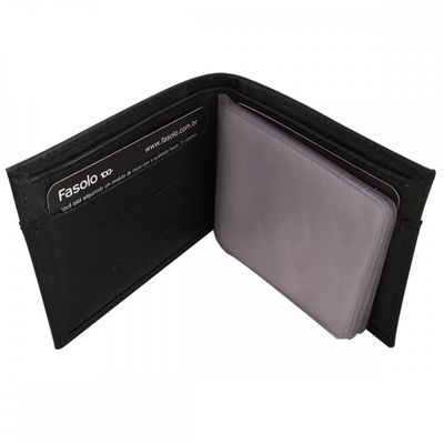CARTEIRA MASCULINA COURO PEQUENA FASOLO K603 PRETA Cor:Preto;Tamanho:Único;Gênero:Homem