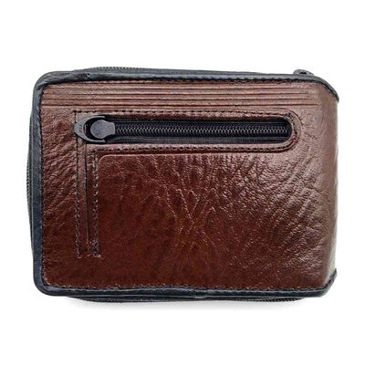Carteira Masculina Couro Mitty Zíper M1Z Media Marrom