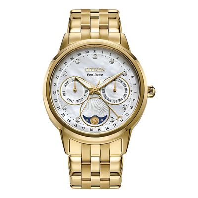 Relógio Citizen Feminino Ref: Fd0002-57d Solar Dourado Multifunção Eco-Drive