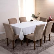 Toalha de Mesa Basic Lisa Oxford Decoração 2,50m x 1,40m para 8 Lugares - Palha