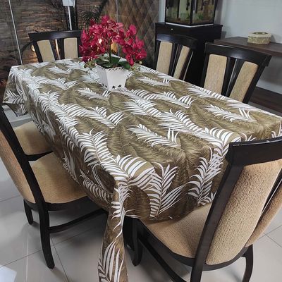 Toalha De Mesa Térmica Impermeável 1,50m x 3,00m Para Mesa 8 a 10 Cadeiras - Folhagem