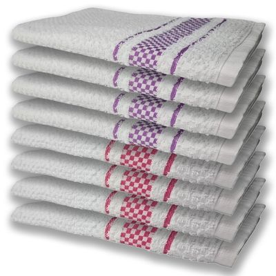8 Panos de Prato Atoalhado Felpudo Premium 4 Rosa 4 Roxo