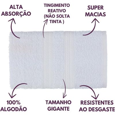 Jogo de Toalhas Gigante Itália Soft 2 Banhão + 2 Rosto + 2 Tapete Luxo 100% Algodão  - Branco