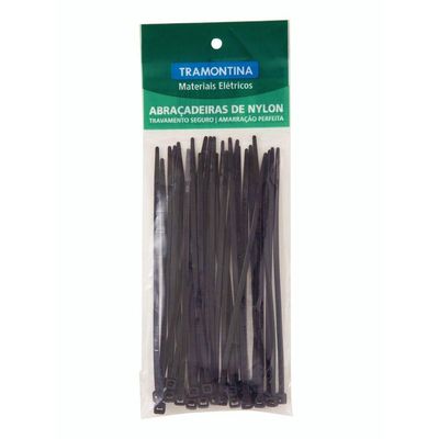 Abraçadeira de Nylon 283x4,8x1,5 mm Tramontina Preta