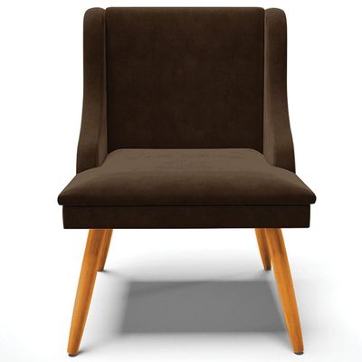 Kit 2 Cadeiras Decorativas Sala de Jantar Pés Palito de Madeira Firenze Suede Marrom/Natural G19 - Gran Belo