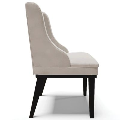 Cadeira Decorativa Sala de Jantar Base Fixa de Madeira Firenze Veludo Cinza/Preto G19 - Gran Belo