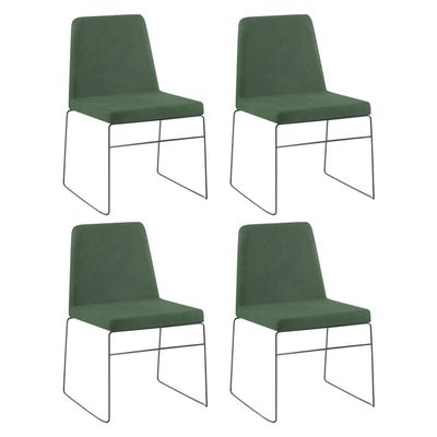 Kit 4 Cadeiras Decorativa Sala de Jantar Anne Linho Verde - Gran Belo