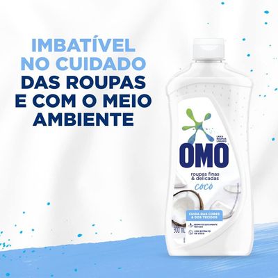 Kit 2 Lava Roupas Omo Roupas Finas e Delicadas - Sabão Líquido Coco 900Ml