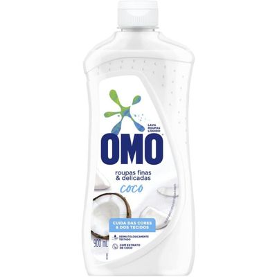 Kit 2 Lava Roupas Omo Roupas Finas e Delicadas - Sabão Líquido Coco 900Ml