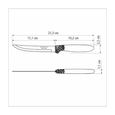 Kit 24 Faca Churrasco Tramontina Ipanema Inox Preto 5"