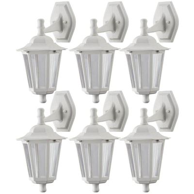 6 Arandelas Clássicas Coloniais Luminárias Branca de Parede E27 Lente Transparente Dital Jardim