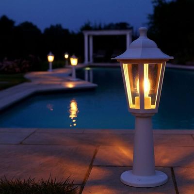 12 Balizadores Clássicos Brancos Luminárias Chão Jardim Lente Transparente Grego Dital