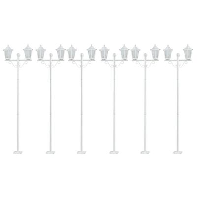 Kit 6 Postes 1,6m Luminária Branco Jardim E27 Grega Lente Fosca Clássico Dital