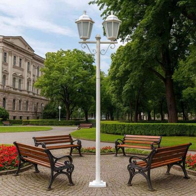 Kit 6 Postes 1,6m Luminária Branco Jardim E27 Grega Lente Fosca Clássico Dital