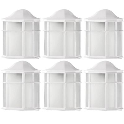 Kit 6 Arandelas Externas de Parede Luminária Clássica Branca 25cm Lente Fosca De Ville Dital