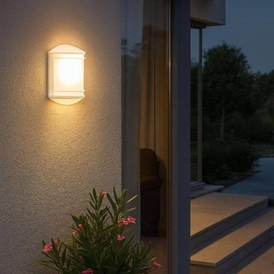 Kit 12 Arandelas Luminárias de Parede Jardim Branco Elegance E27 Grade Redonda Lente Fosca Dital