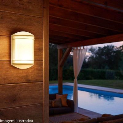 Kit 12 Arandelas Luminárias de Parede Jardim Branco Elegance E27 Grade Redonda Lente Fosca Dital