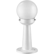 Poste Balizador Branco Luminária Globo em Termoplástico 43cm Jardim Quintal Bivolt