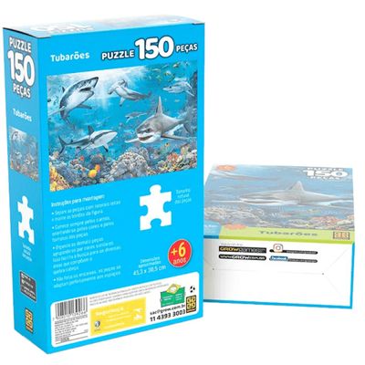 Quebra Cabeça 150 Peças Tubarões - Grow 03926